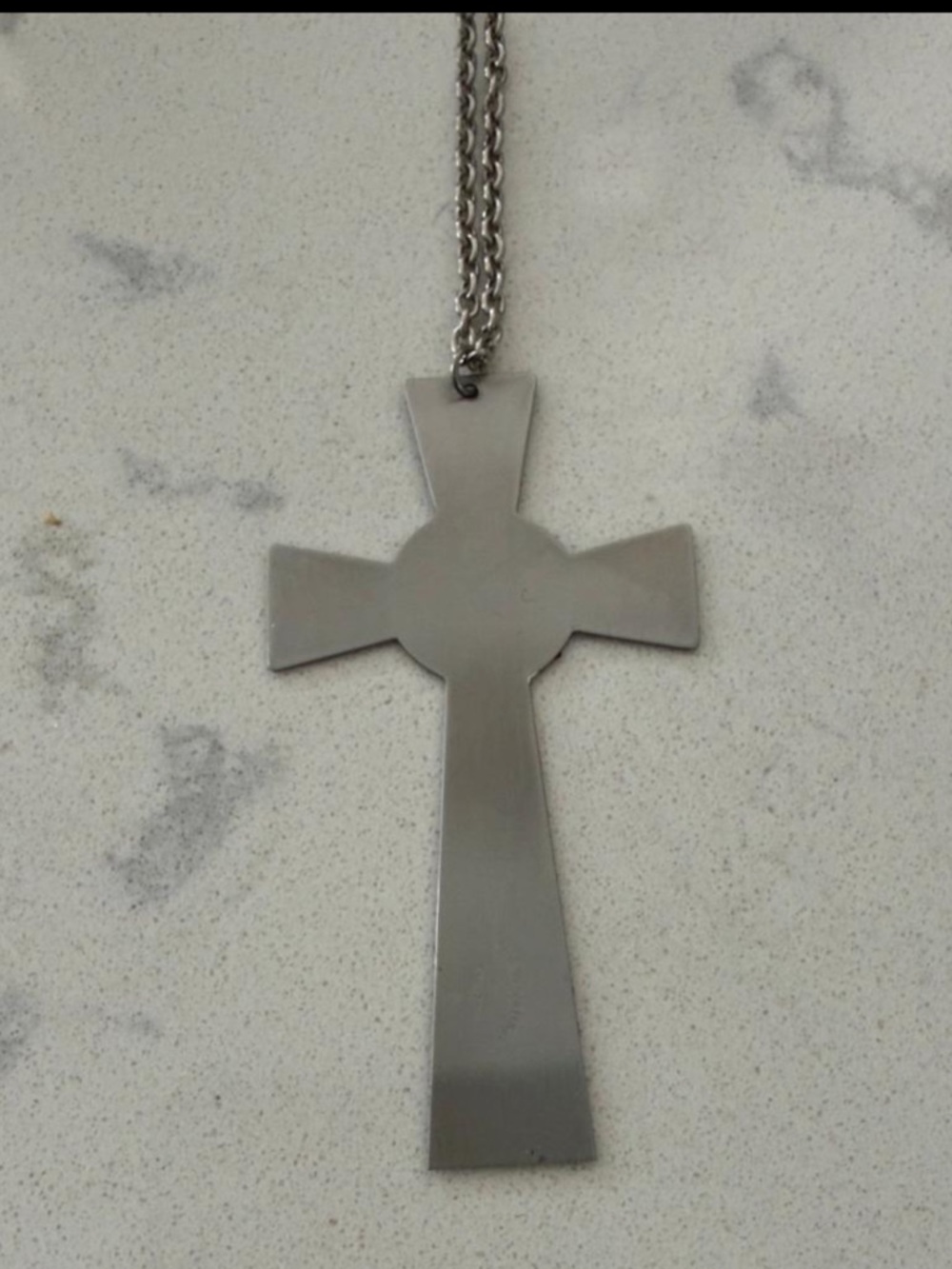 VTG Sheffield England Red Enamel Cross Pendant Necklace — 3¼" x 1¾" — 26" Chain - Picture 4 of 4